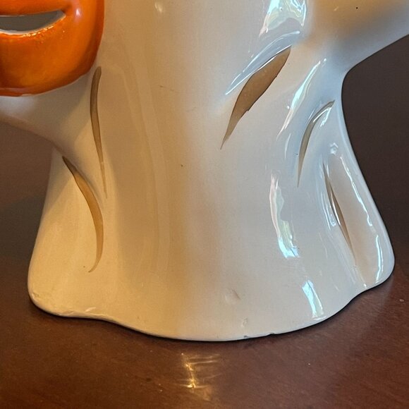 Ghost Tealight Candle Holder With Orange Jack-O-Lantern Accent Halloween Decor - Picture 4 of 7